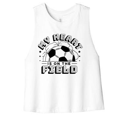 My Heart Is On The Field Soccer Women's Racerback Cropped Tank