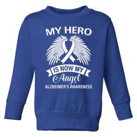 My Hero Is Now My Angel Alzheimer's Awareness Purple Ribbon Gift Toddler Sweatshirt