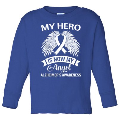 My Hero Is Now My Angel Alzheimer's Awareness Purple Ribbon Gift Toddler Long Sleeve Shirt