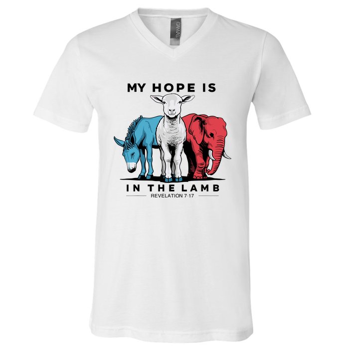 My Hope Is In The Lamb V-Neck T-Shirt