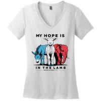 My Hope Is In The Lamb Women's V-Neck T-Shirt