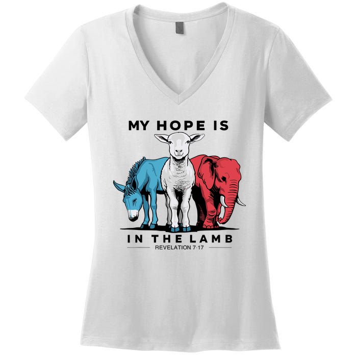 My Hope Is In The Lamb Women's V-Neck T-Shirt