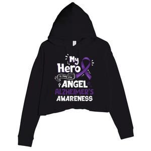 My Hero Is Now My Angel Alzheimer's Awareness Great Gift Funny Gift Crop Fleece Hoodie