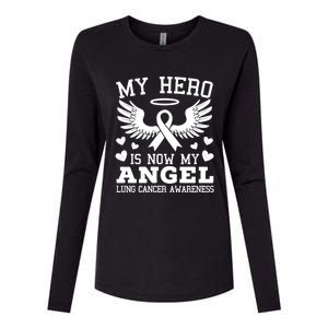 My Hero Is Now My Angel Lung Cancer Awareness Supporter Gift Womens Cotton Relaxed Long Sleeve T-Shirt