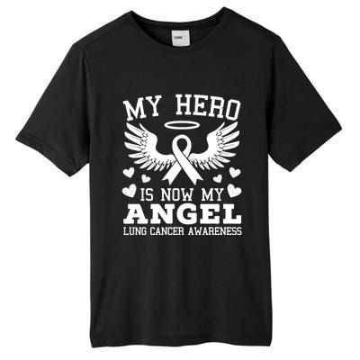 My Hero Is Now My Angel Lung Cancer Awareness Supporter Gift Tall Fusion ChromaSoft Performance T-Shirt