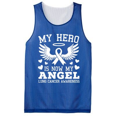 My Hero Is Now My Angel Lung Cancer Awareness Supporter Gift Mesh Reversible Basketball Jersey Tank