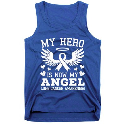 My Hero Is Now My Angel Lung Cancer Awareness Supporter Gift Tank Top