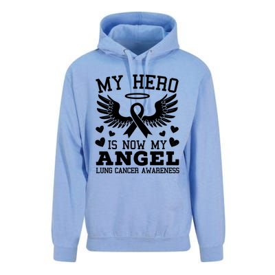 My Hero Is Now My Angel Lung Cancer Awareness Supporter Gift Unisex Surf Hoodie