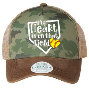 My Heart Is On That Field Softball Mom Cute Funny Legacy Tie Dye Trucker Hat