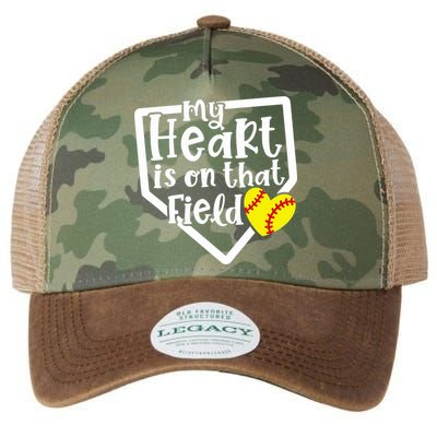 My Heart Is On That Field Softball Mom Cute Funny Legacy Tie Dye Trucker Hat