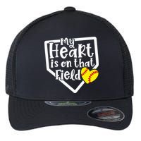 My Heart Is On That Field Softball Mom Cute Funny Flexfit Unipanel Trucker Cap