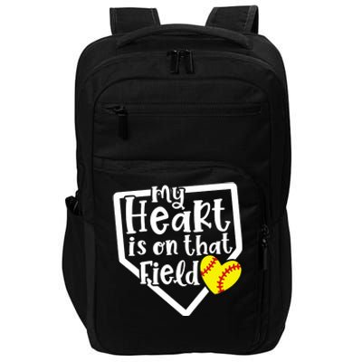 My Heart Is On That Field Softball Mom Cute Funny Impact Tech Backpack