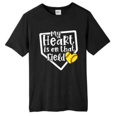 My Heart Is On That Field Softball Mom Cute Funny Tall Fusion ChromaSoft Performance T-Shirt