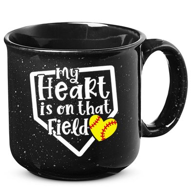 My Heart Is On That Field Softball Mom Cute Funny 15oz Campfire Ceramic Mug