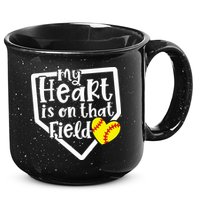 My Heart Is On That Field Softball Mom Cute Funny 15oz Campfire Ceramic Mug