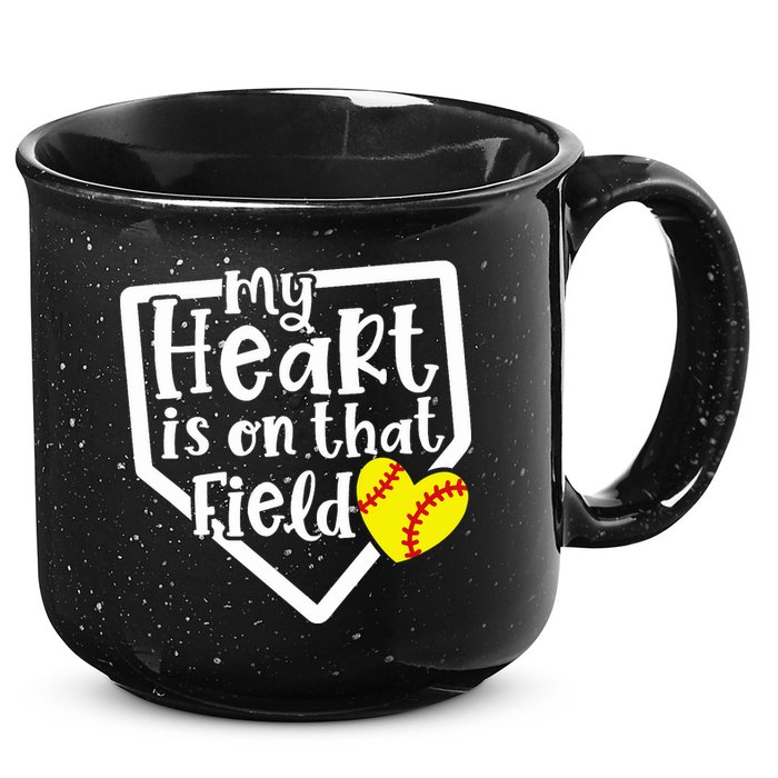 My Heart Is On That Field Softball Mom Cute Funny 15oz Campfire Ceramic Mug