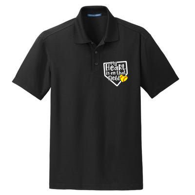 My Heart Is On That Field Softball Mom Cute Funny Dry Zone Grid Polo