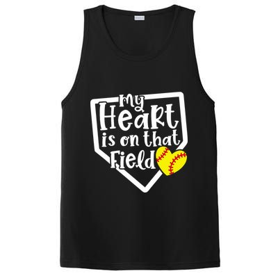 My Heart Is On That Field Softball Mom Cute Funny PosiCharge Competitor Tank