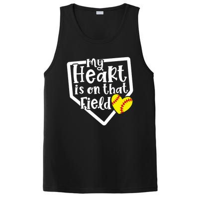 My Heart Is On That Field Softball Mom Cute Funny PosiCharge Competitor Tank