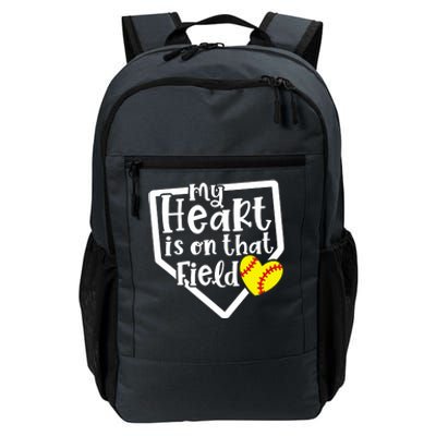 My Heart Is On That Field Softball Mom Cute Funny Daily Commute Backpack