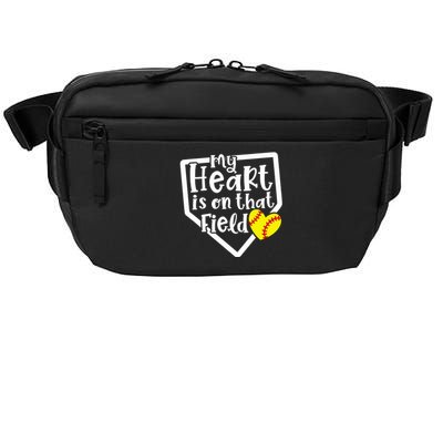 My Heart Is On That Field Softball Mom Cute Funny Crossbody Pack