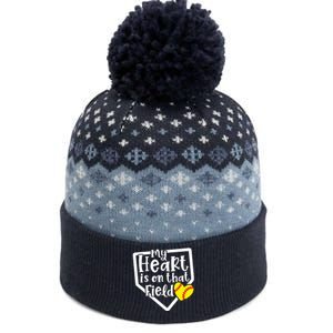 My Heart Is On That Field Softball Mom Cute Funny The Baniff Cuffed Pom Beanie