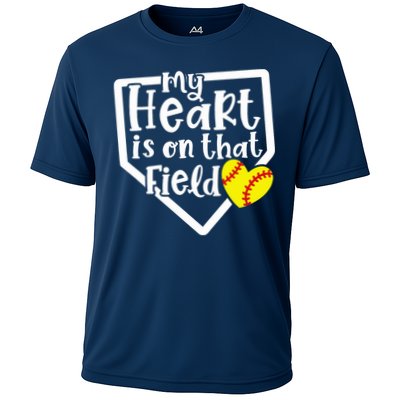 My Heart Is On That Field Softball Mom Cute Funny Performance Shirt