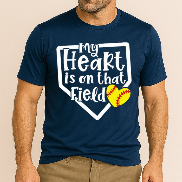 My Heart Is On That Field Softball Mom Cute Funny Performance Shirt
