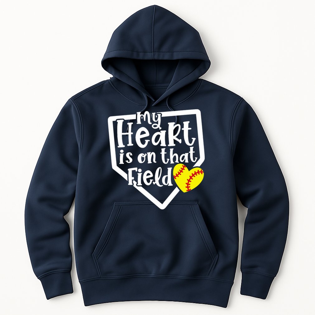 My Heart Is On That Field Softball Mom Cute Funny Hoodie