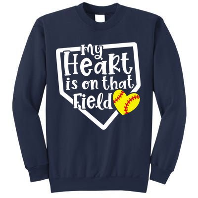 My Heart Is On That Field Softball Mom Cute Funny Sweatshirt