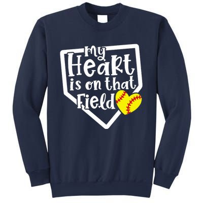 My Heart Is On That Field Softball Mom Cute Funny Sweatshirt