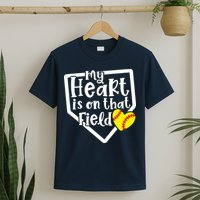 My Heart Is On That Field Softball Mom Cute Funny T-Shirt