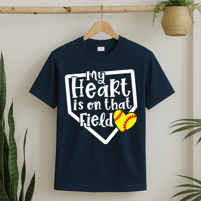 My Heart Is On That Field Softball Mom Cute Funny T-Shirt