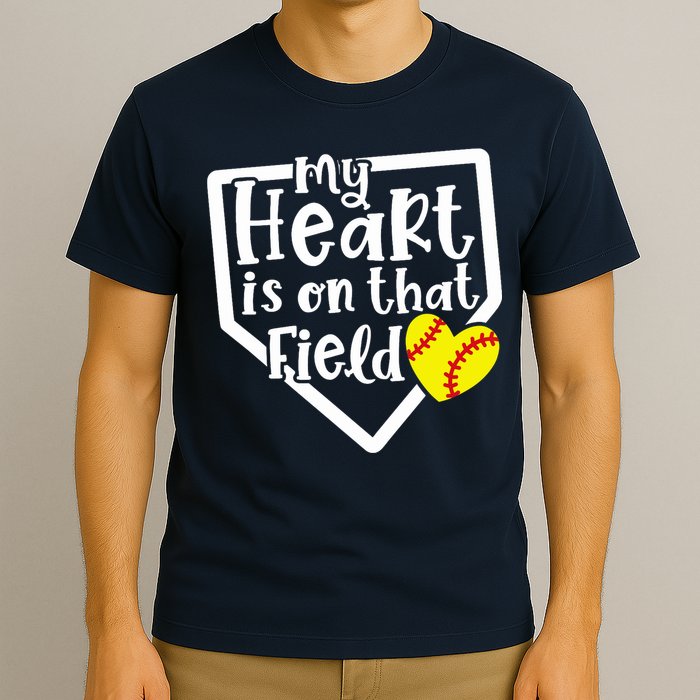 My Heart Is On That Field Softball Mom Cute Funny T-Shirt