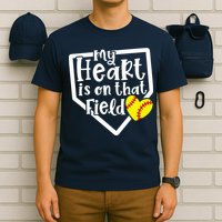 My Heart Is On That Field Softball Mom Cute Funny T-Shirt