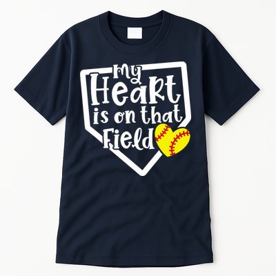 My Heart Is On That Field Softball Mom Cute Funny Tall T-Shirt