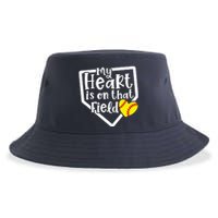 My Heart Is On That Field Softball Mom Cute Funny Sustainable Bucket Hat