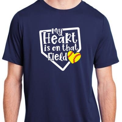 My Heart Is On That Field Softball Mom Cute Funny Adult ChromaSoft Performance T-Shirt