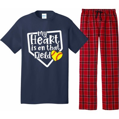 My Heart Is On That Field Softball Mom Cute Funny Pajama Set