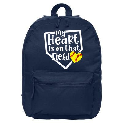 My Heart Is On That Field Softball Mom Cute Funny 16 in Basic Backpack