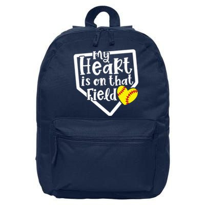 My Heart Is On That Field Softball Mom Cute Funny 16 in Basic Backpack