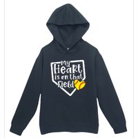 My Heart Is On That Field Softball Mom Cute Funny Urban Pullover Hoodie