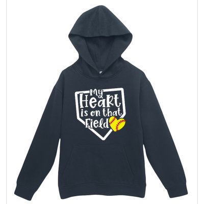 My Heart Is On That Field Softball Mom Cute Funny Urban Pullover Hoodie