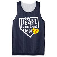 My Heart Is On That Field Softball Mom Cute Funny Mesh Reversible Basketball Jersey Tank