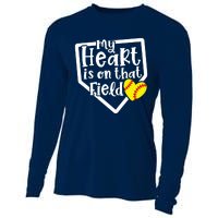 My Heart Is On That Field Softball Mom Cute Funny Cooling Performance Long Sleeve Crew