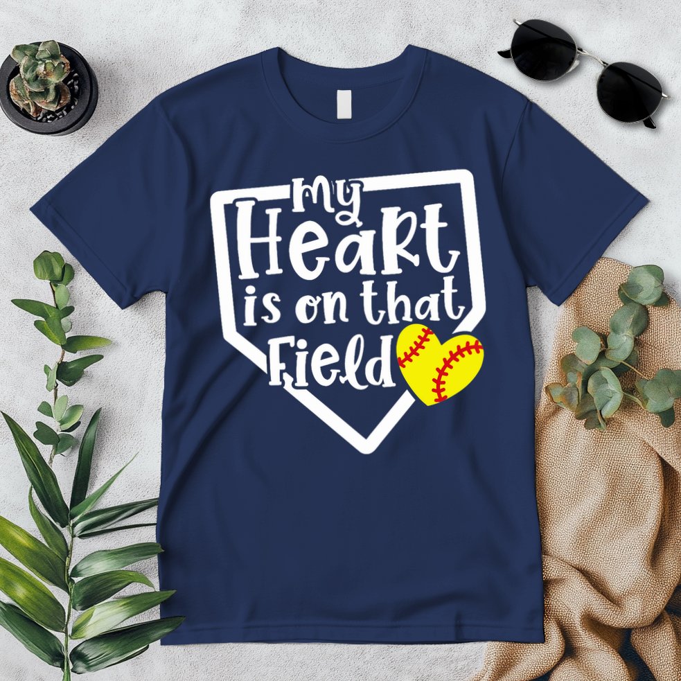 My Heart Is On That Field Softball Mom Cute Funny Premium T-Shirt