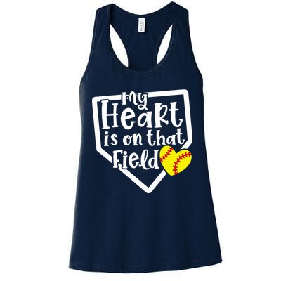 My Heart Is On That Field Softball Mom Cute Funny Womens Tank Top
