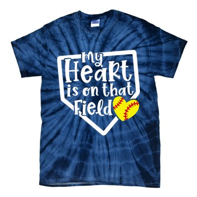 My Heart Is On That Field Softball Mom Cute Funny Tie-Dye T-Shirt