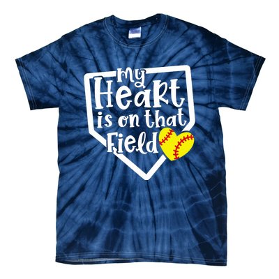 My Heart Is On That Field Softball Mom Cute Funny Tie-Dye T-Shirt