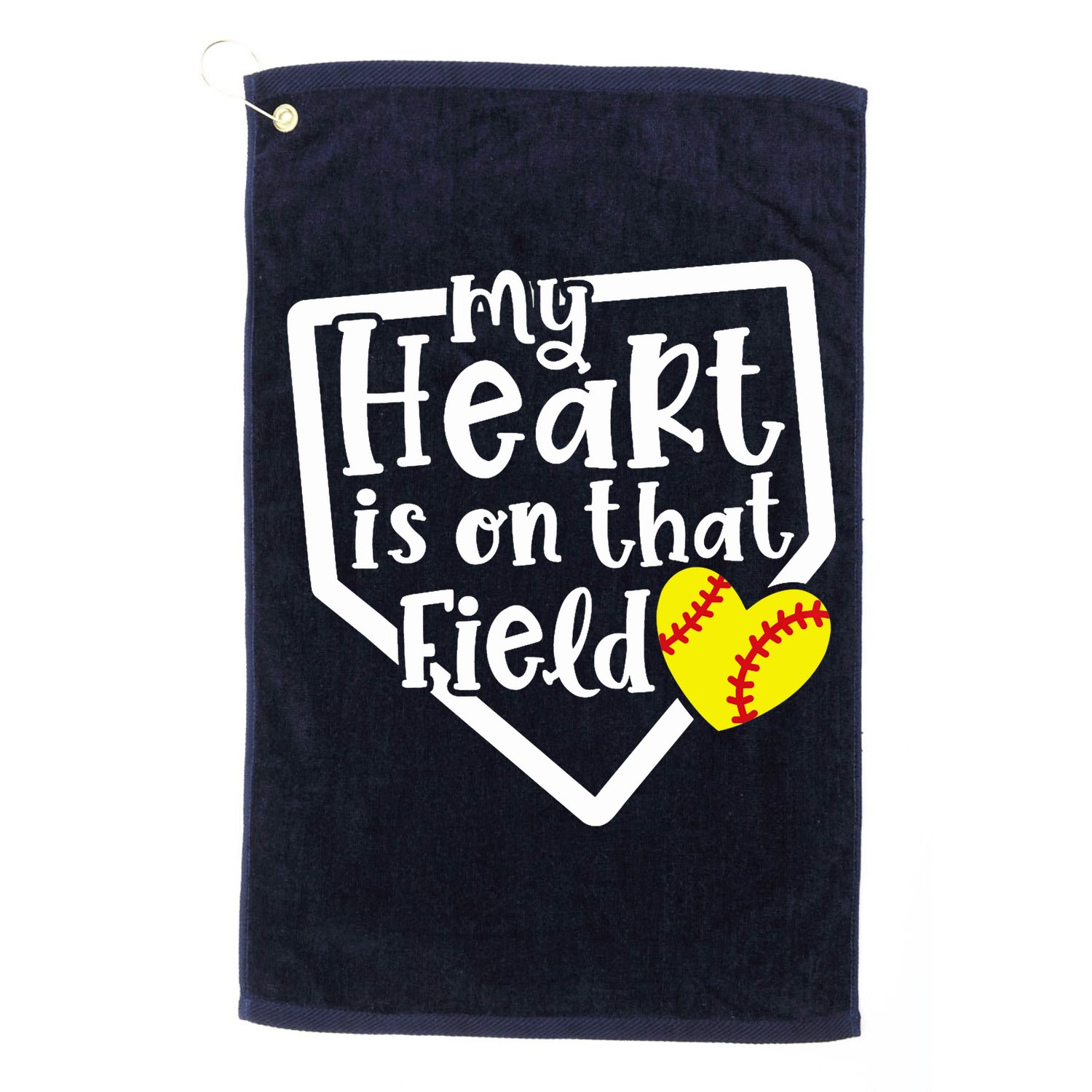 My Heart Is On That Field Softball Mom Cute Funny Golf Towel